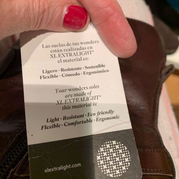 Wonders Fly Leather Chelsea Boot Ankle Height Brown Buckle Block Heel Wmn 41/10 - Picture 5 of 12